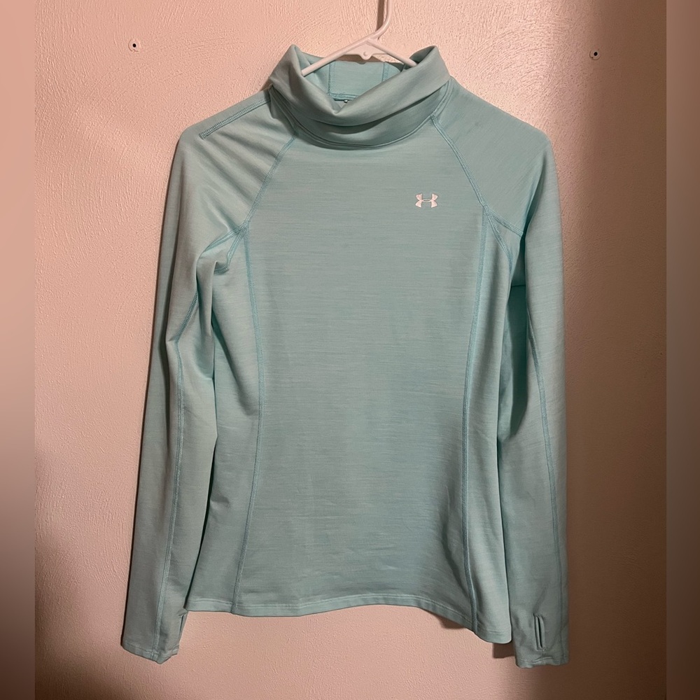 UNDER ARMOUR ColdGear Turtleneck Athletic Compression Shirt Blue‎ Women's Size M